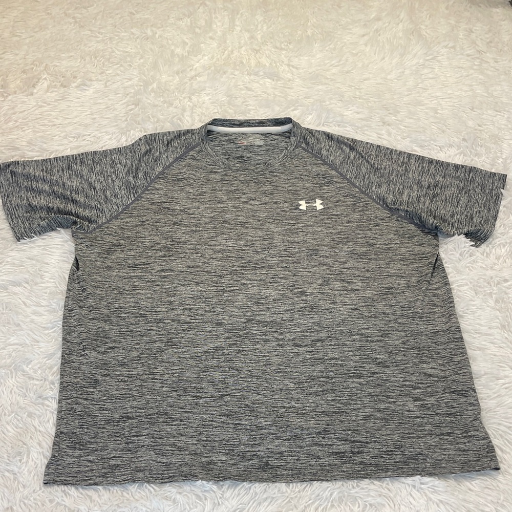 UNDER ARMOUR LOOSE WOMENS HEAT GEAR Heathered Gray Short Sleeve Tee SIZE L